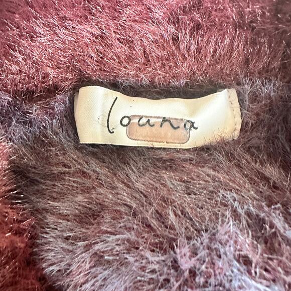 Louna Purple Blue Fuzzy Sweater SMALL Cropped Oversized Soft Cozy Crewneck $140 - Picture 10 of 11